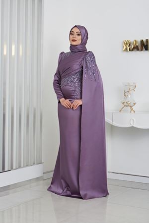 Noura Tesettür Abiye Erguvan Rnz210951