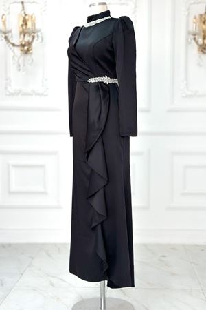 Demre Tesettür Abiye Siyah AMİ2105