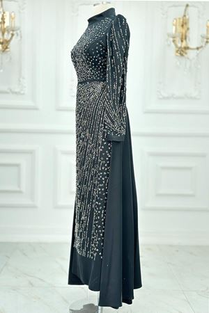 Meltem Tesettür Abiye Siyah AMİ2101