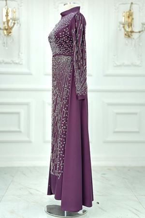 Meltem Tesettür Abiye Mürdüm AMİ2101