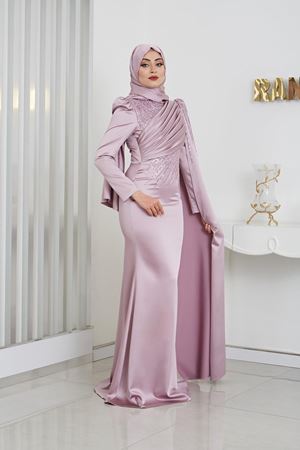 Noura Tesettür Abiye Lila Rnz210951
