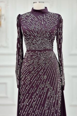 Meltem Tesettür Abiye Mürdüm AMİ2101