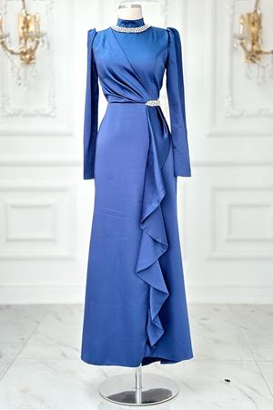 Demre Tesettür Abiye İndigo AMİ2105