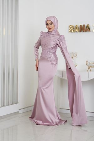 Noura Tesettür Abiye Lila Rnz210951