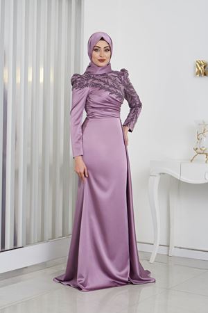 Rosa Tesettür Abiye Lila Rnz210950