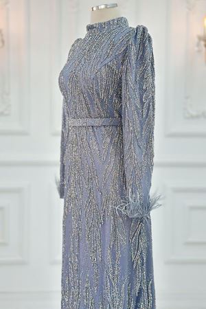 Lidya Tesettür Abiye Gri AMİ2100