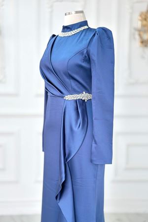 Demre Tesettür Abiye İndigo AMİ2105