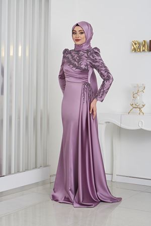 Rosa Tesettür Abiye Lila Rnz210950