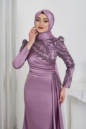 Rosa Tesettür Abiye Lila Rnz210950