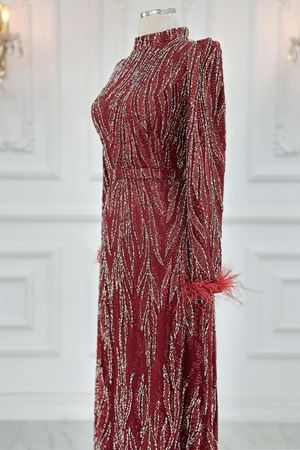 Lidya Tesettür Abiye Bordo AMİ2100