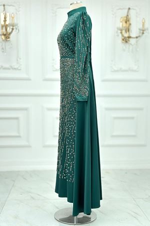 Meltem Tesettür Abiye Zümrüt AMİ2101