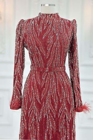 Lidya Tesettür Abiye Bordo AMİ2100