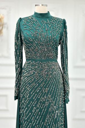 Meltem Tesettür Abiye Zümrüt AMİ2101