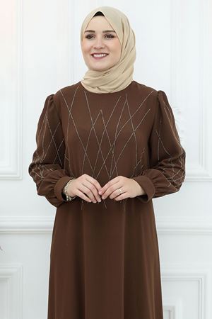 Yasemin Elbise Kahverengi AMİ1061