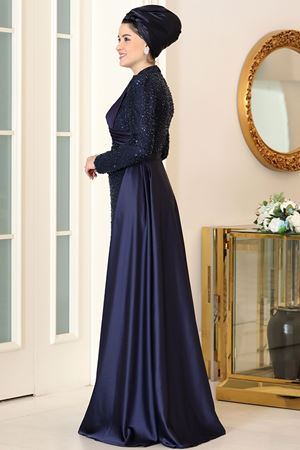 Alya Abiye Lacivert BUR6738