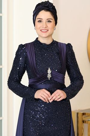 Alya Abiye Lacivert BUR6738