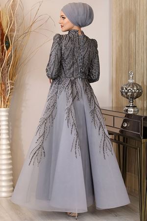 Prenses Abiye Gri PİE1545