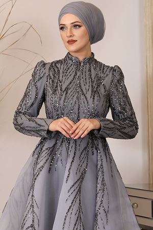 Prenses Abiye Gri PİE1545