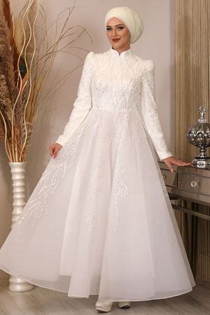 Prenses Abiye Beyaz PİE1545