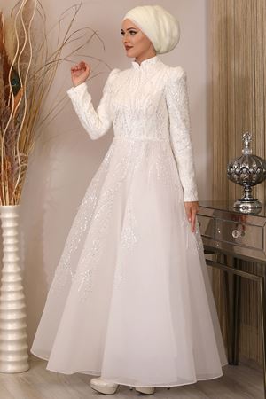 Prenses Abiye Beyaz PİE1545