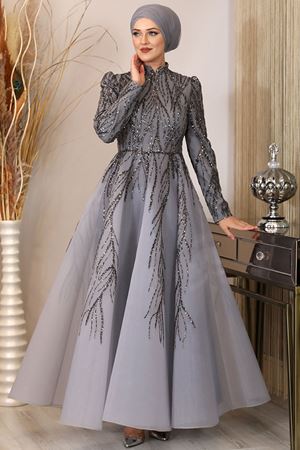 Prenses Abiye Gri PİE1545