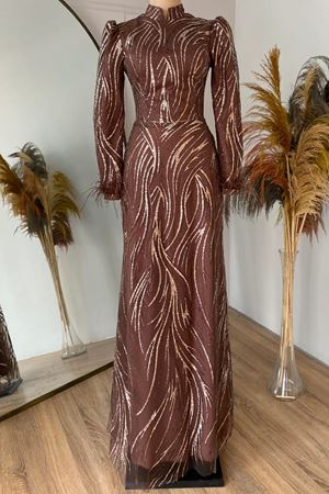 Beril Abiye Kahverengi VKK1008