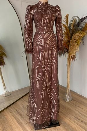 Beril Abiye Kahverengi VKK1008