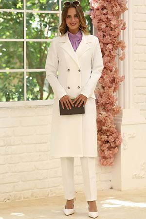 Zarif Ceket Pantolon Takım Ekru ELBNMD1465