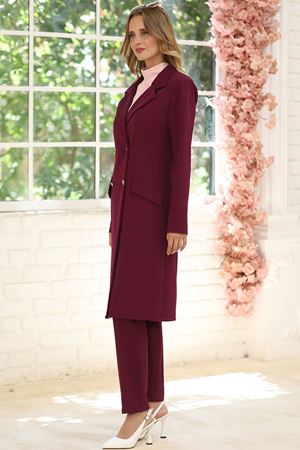 Zarif Ceket Pantolon Takım Mürdüm ELBNMD1465