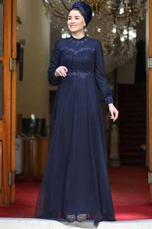 Gülnihal Abiye Lacivert BUR6720