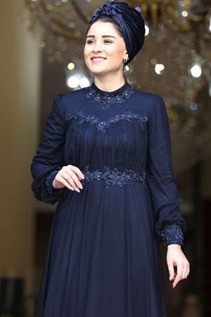 Gülnihal Abiye Lacivert BUR6720