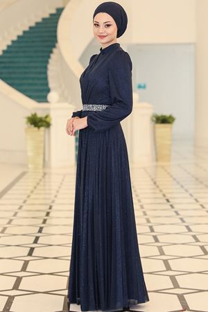 Dila Abiye Lacivert SEF3514