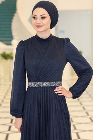 Dila Abiye Lacivert SEF3514