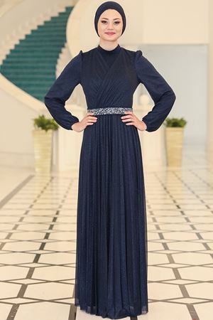 Dila Abiye Lacivert SEF3514