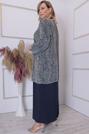 Leopar Ceketli Abiye Lacivert AMİ1033