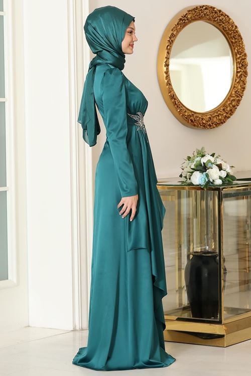 Roza Tesettür Abiye Zümrüt Sef2105