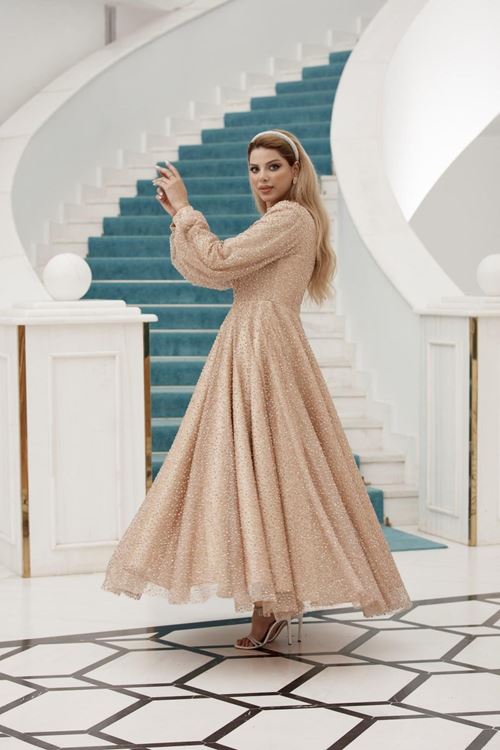 Eliz Tesettür Abiye Bakır Drs2510