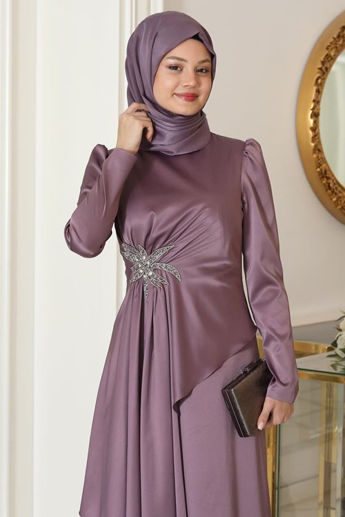 Roza Tesettür Abiye Lavanta Sef2105