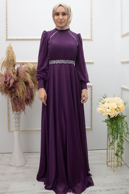 Simli Abiye Mor SEF3529