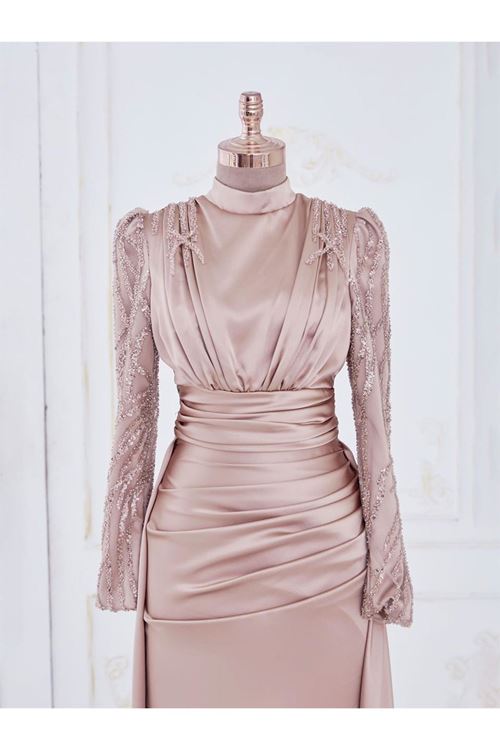 Adel Tesettür Abiye Krem Drs2514