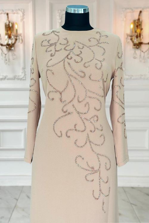 Cansu Tesettür Abiye Vizon AMİ3533