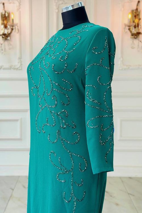 Cansu Tesettür Abiye Zümrüt AMİ3533