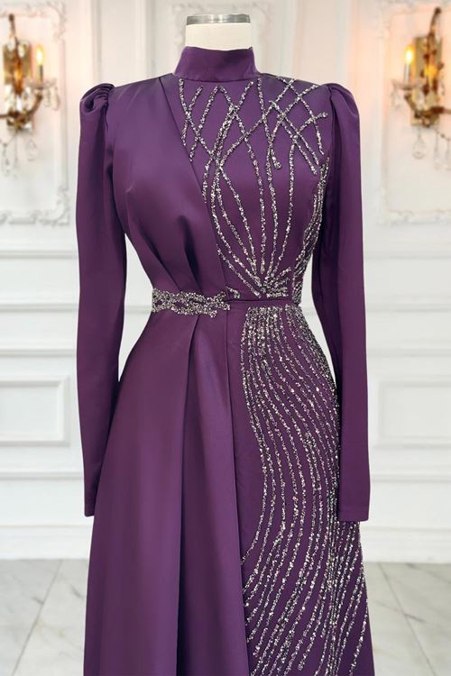 Leyal Tesettür Abiye Mürdüm AMİ3532