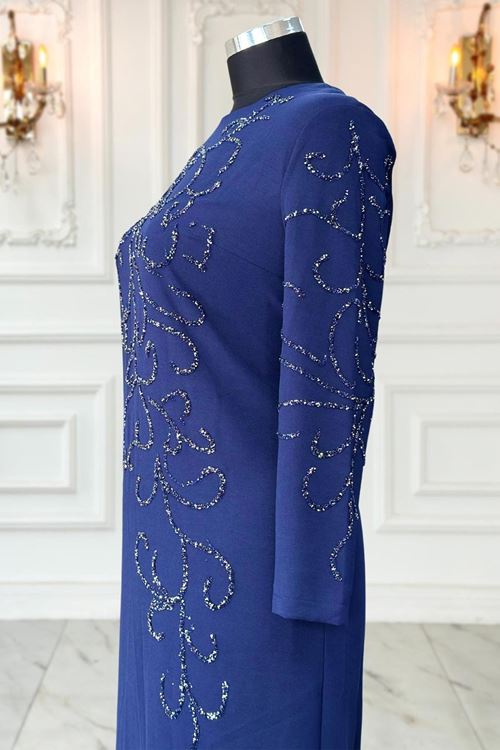 Cansu Tesettür Abiye Lacivert AMİ3533