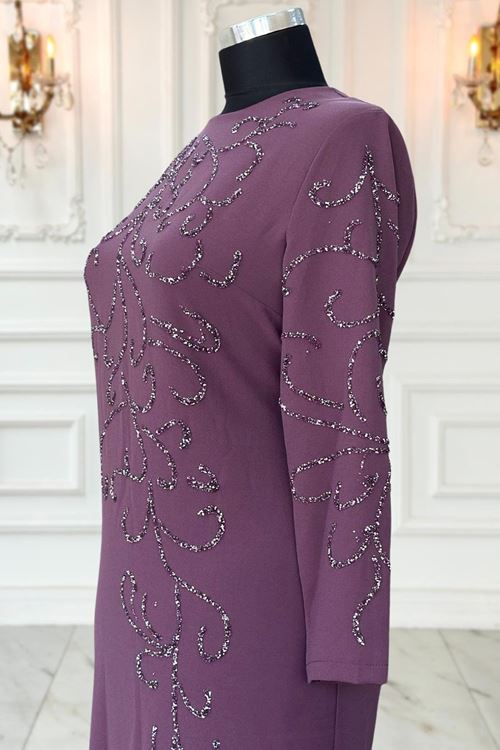 Cansu Tesettür Abiye Violet AMİ3533