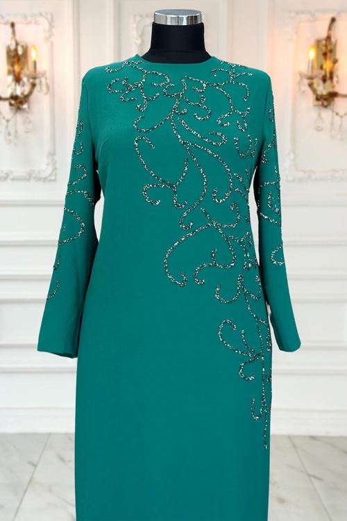 Cansu Tesettür Abiye Zümrüt AMİ3533