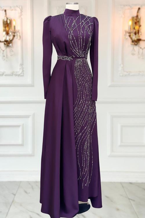 Leyal Tesettür Abiye Mürdüm AMİ3532