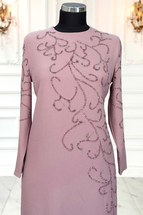 Cansu Tesettür Abiye Pudra AMİ3533