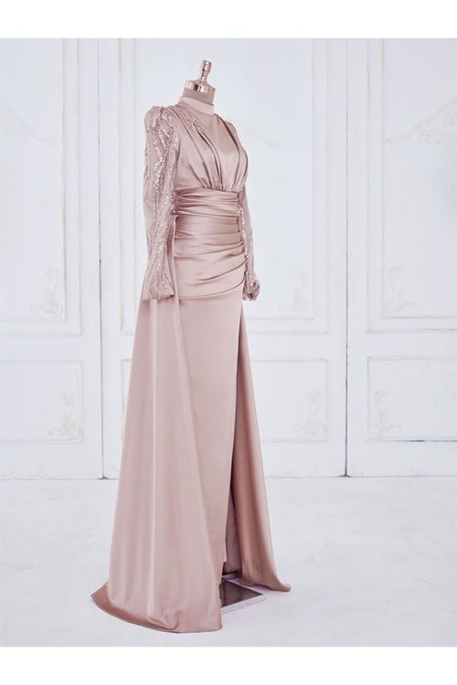 Adel Tesettür Abiye Krem Drs2514