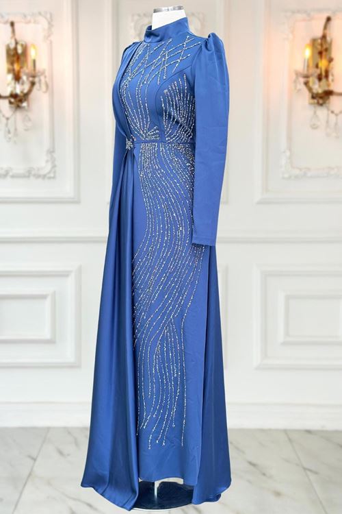 Leyal Tesettür Abiye İndigo AMİ3532